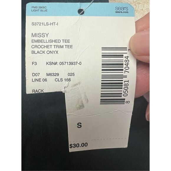 🔥5/20🔥 Laura Scott Embellished Tee Sz S Black NWT - Picture 5 of 9